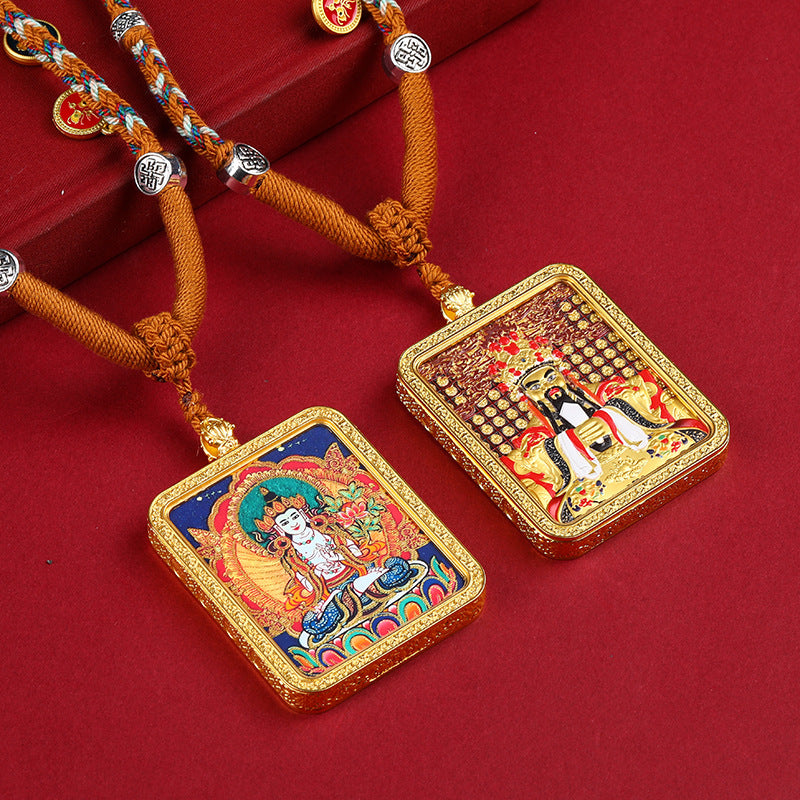 PATRON SAINT DRAGON FIVE LORDS TWELVE ZODIAC DOUBLE-SIDED THANGKA