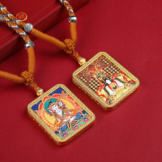 PATRON SAINT DRAGON FIVE LORDS TWELVE ZODIAC DOUBLE-SIDED THANGKA