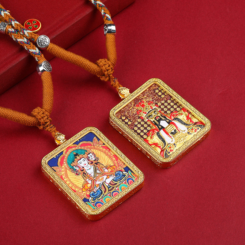 PATRON SAINT DRAGON FIVE LORDS TWELVE ZODIAC DOUBLE-SIDED THANGKA