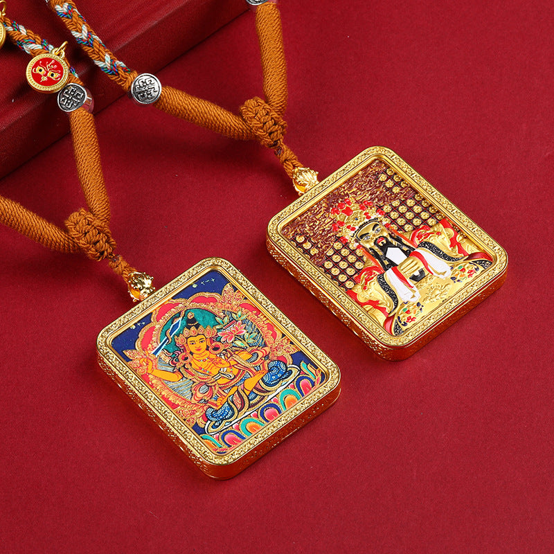 PATRON SAINT DRAGON FIVE LORDS TWELVE ZODIAC DOUBLE-SIDED THANGKA