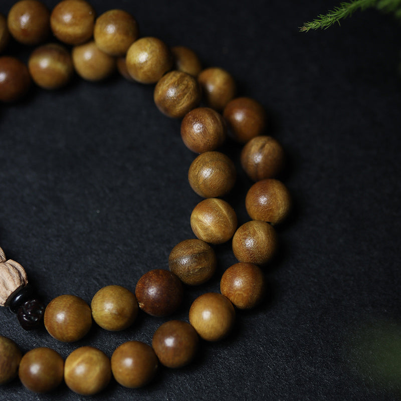 GREEN SANDALWOOD BUDDHIST BEADS BRACELET