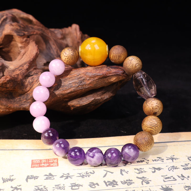 AGARWOOD AMETHYST SECOND GENERATION BEESWAX BRACELET-3