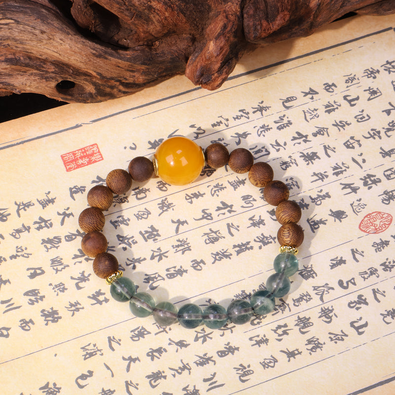 AGARWOOD FLUORITE SECOND GENERATION BEESWAX BRACELET-1