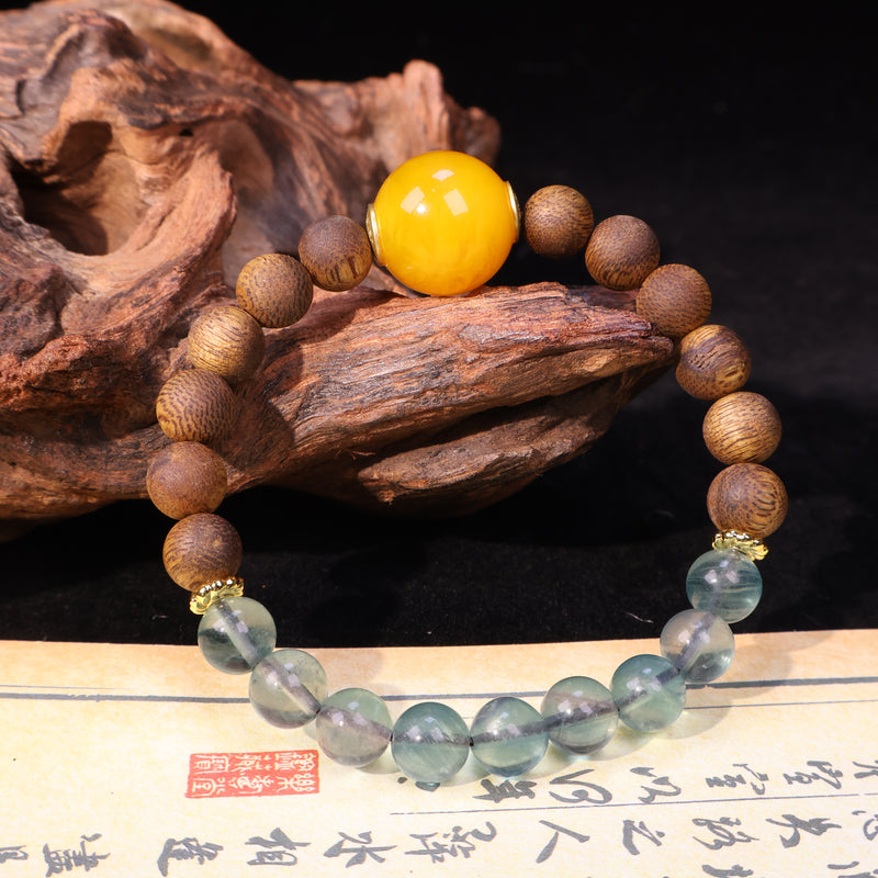 AGARWOOD FLUORITE SECOND GENERATION BEESWAX BRACELET-3