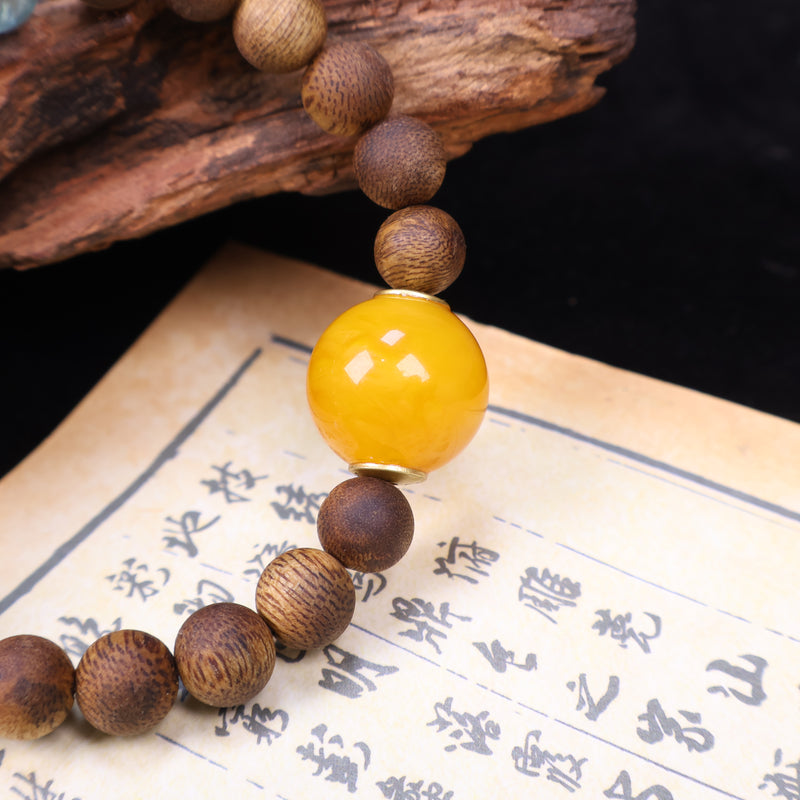 AGARWOOD FLUORITE SECOND GENERATION BEESWAX BRACELET-4