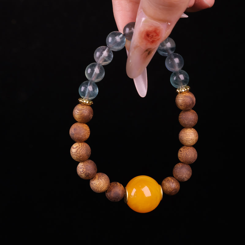 AGARWOOD FLUORITE SECOND GENERATION BEESWAX BRACELET-5