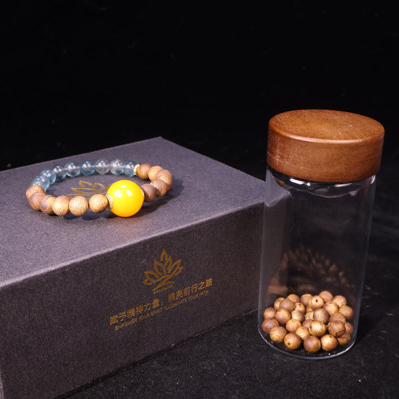 AGARWOOD FLUORITE SECOND GENERATION BEESWAX BRACELET-6