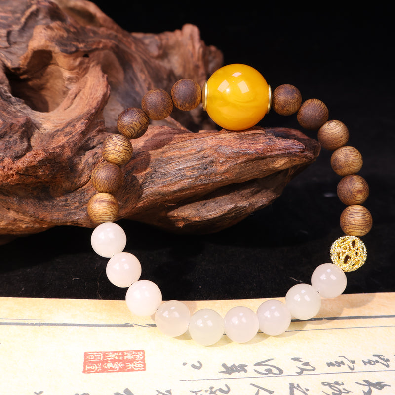AGARWOOD HETIAN JADE SECOND GENERATION BEESWAX BRACELET-3