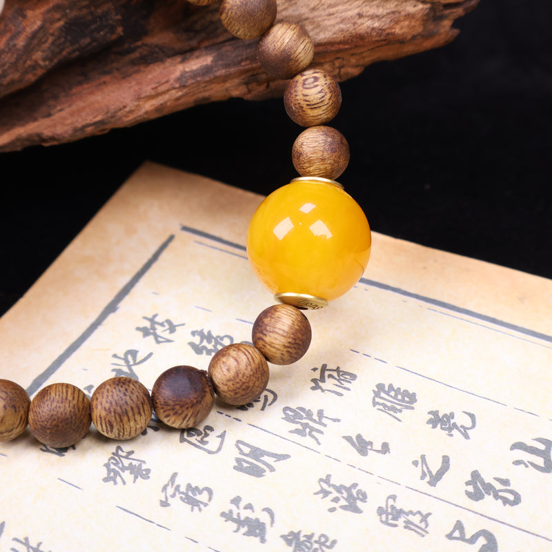 AGARWOOD HETIAN JADE SECOND GENERATION BEESWAX BRACELET-4