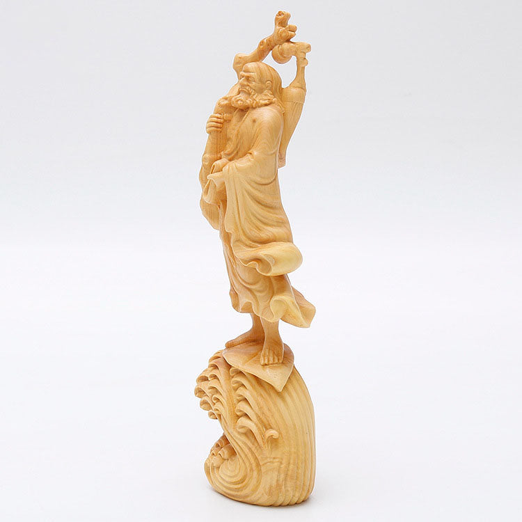 BOXWOOD WHISK BODHIDHARMA STATUE-2