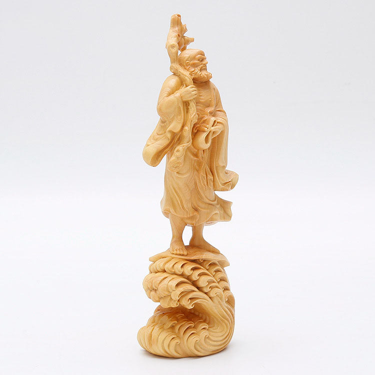 BOXWOOD WHISK BODHIDHARMA STATUE-3