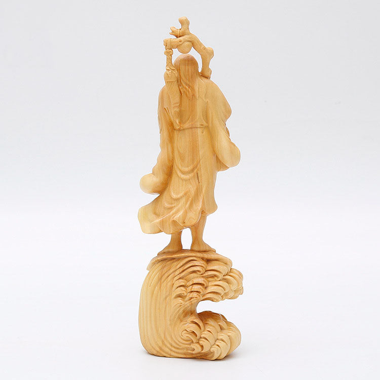 BOXWOOD WHISK BODHIDHARMA STATUE-4
