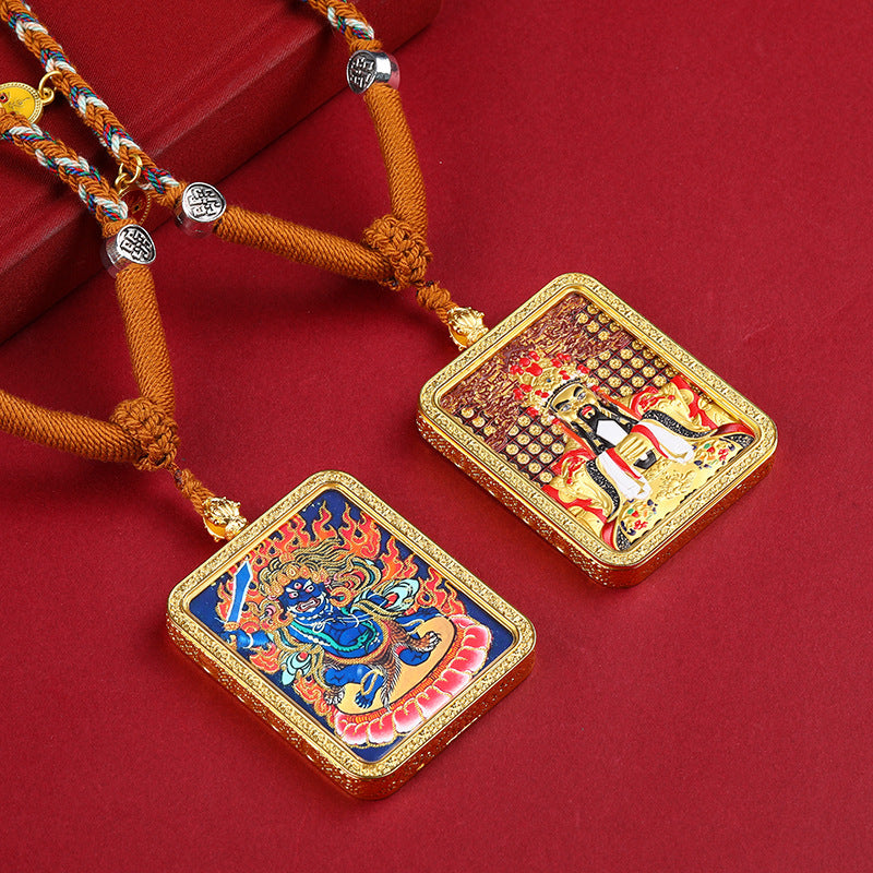 PATRON SAINT DRAGON FIVE LORDS TWELVE ZODIAC DOUBLE-SIDED THANGKA