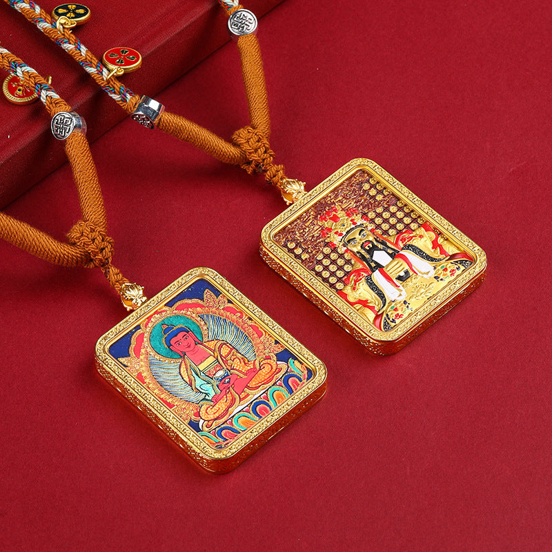 PATRON SAINT DRAGON FIVE LORDS TWELVE ZODIAC DOUBLE-SIDED THANGKA