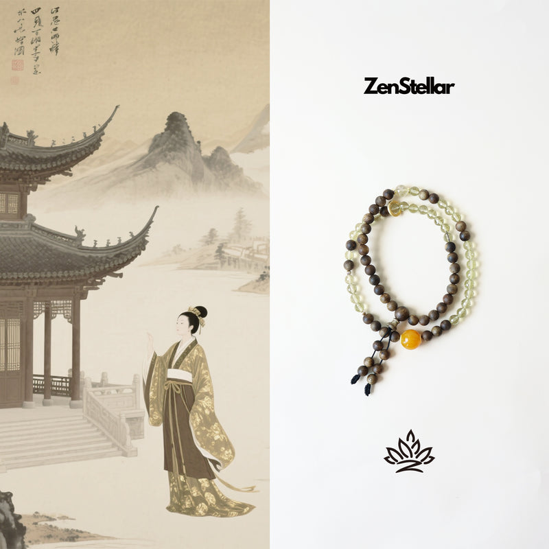 QINAN AGARWOOD FACETED CITRINE THREE-CIRCLE BRACELET-8
