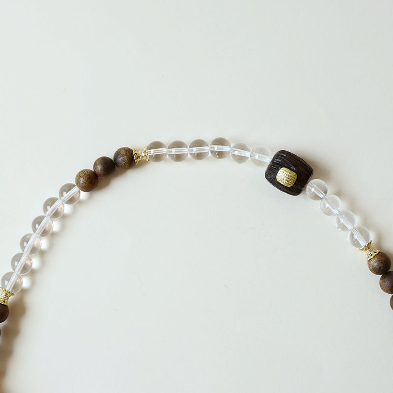 QINAN AGARWOOD WHITE CRYSTAL THREE-CIRCLE BRACELET-4