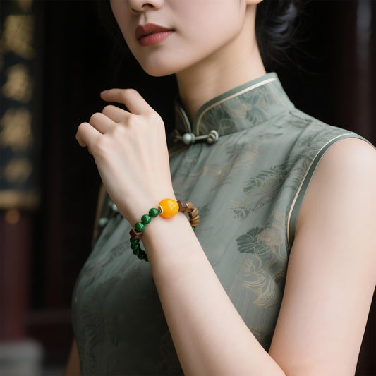 QINAN SQUARE AGARWOOD JASPER BRACELET-3