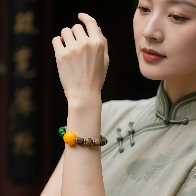 QINAN SQUARE AGARWOOD JASPER BRACELET-5