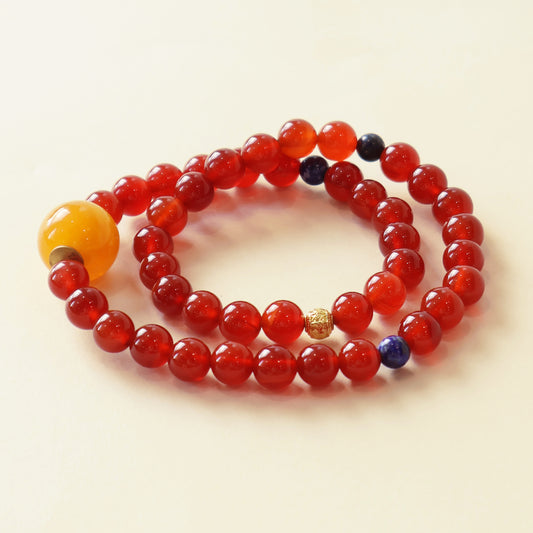 SMOOTH LUCK BRACELET – RED AGATE LAPIS LAZULI-2