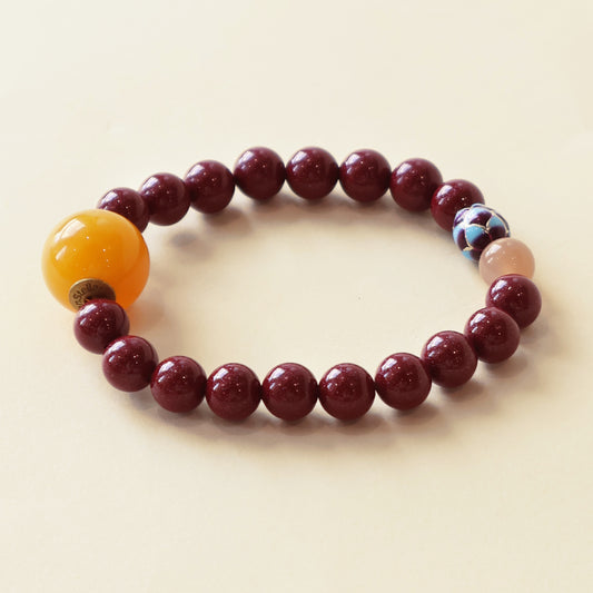 VERMILION LUCK BRACELET–CINNABAR ORANGE MOONSTONE-2