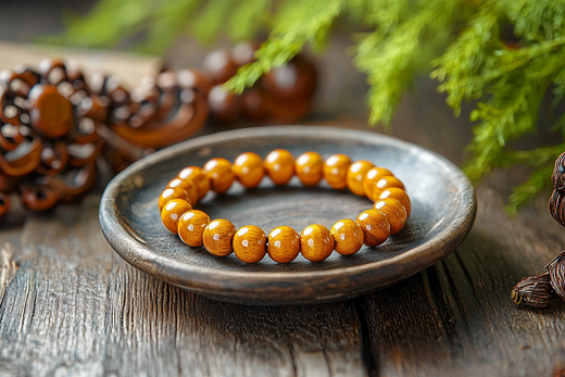 Golden Phoebe Nanmu Wood Bead Bracelets: A Timeless Symbol of Elegance and Serenity