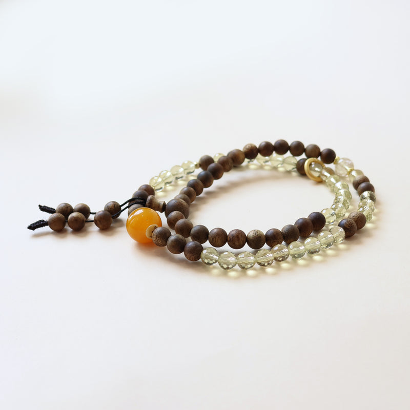 QINAN AGARWOOD FACETED CITRINE THREE-CIRCLE BRACELET-6