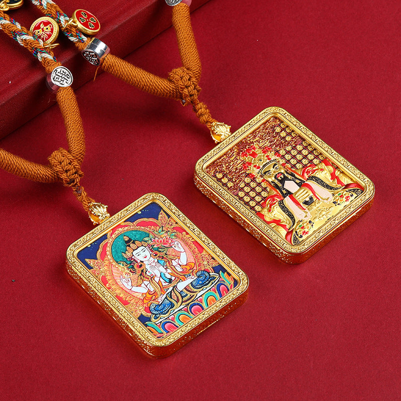 PATRON SAINT DRAGON FIVE LORDS TWELVE ZODIAC DOUBLE-SIDED THANGKA