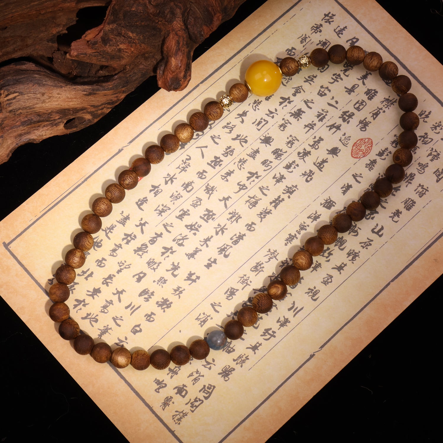 AGARWOOD CALCITE SECOND GENERATION BEESWAX BRACELET-1