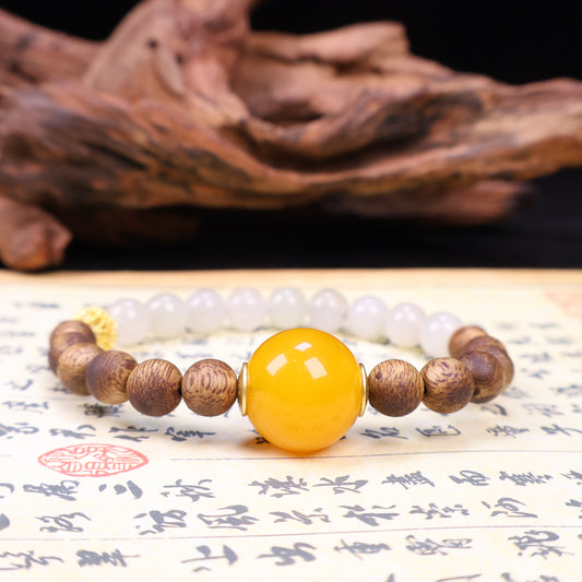 AGARWOOD HETIAN JADE SECOND GENERATION BEESWAX BRACELET-2