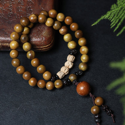 GREEN SANDALWOOD BUDDHIST BEADS BRACELET