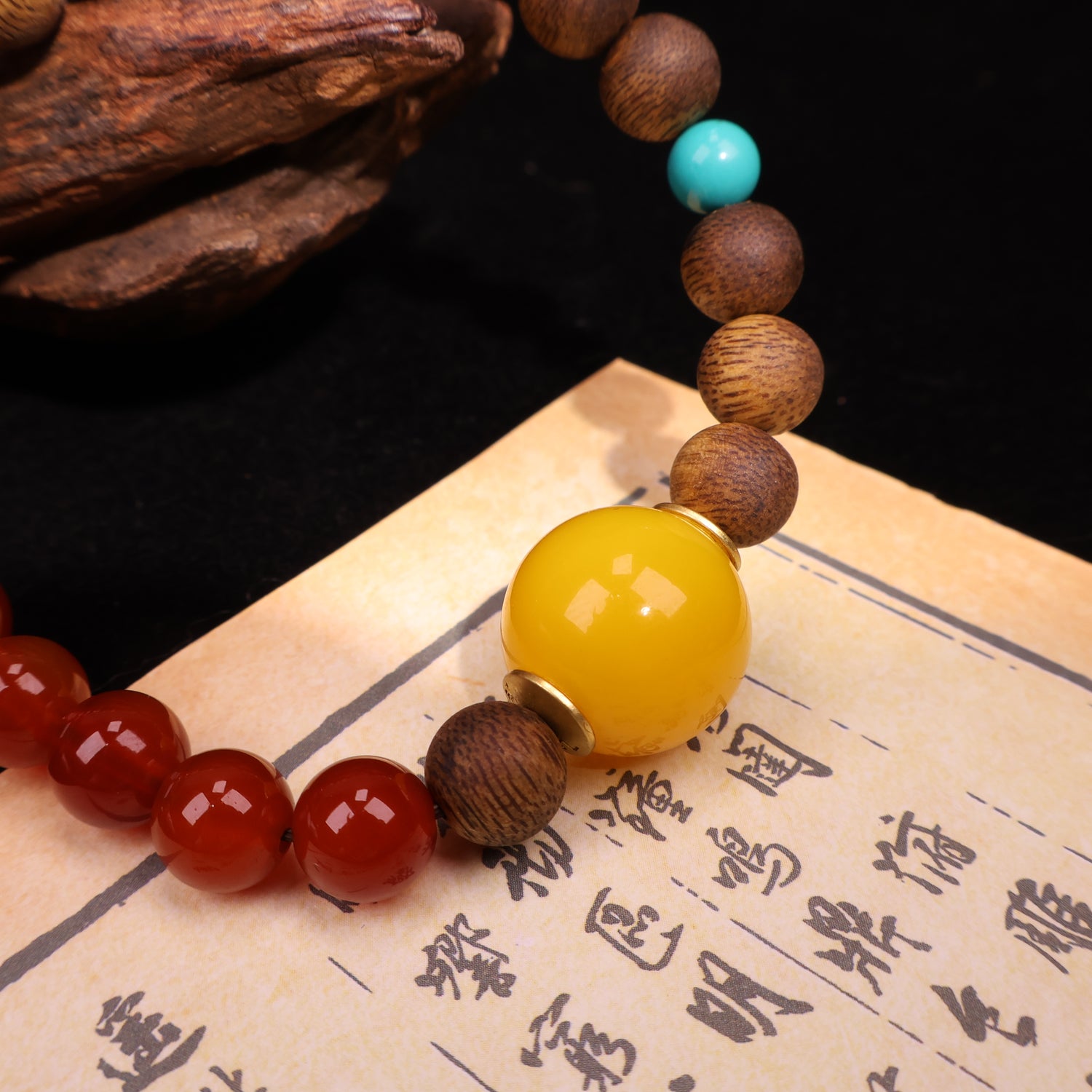 AGARWOOD AGATE TURQUOISE SECOND GENERATION BEESWAX BRACELET-4