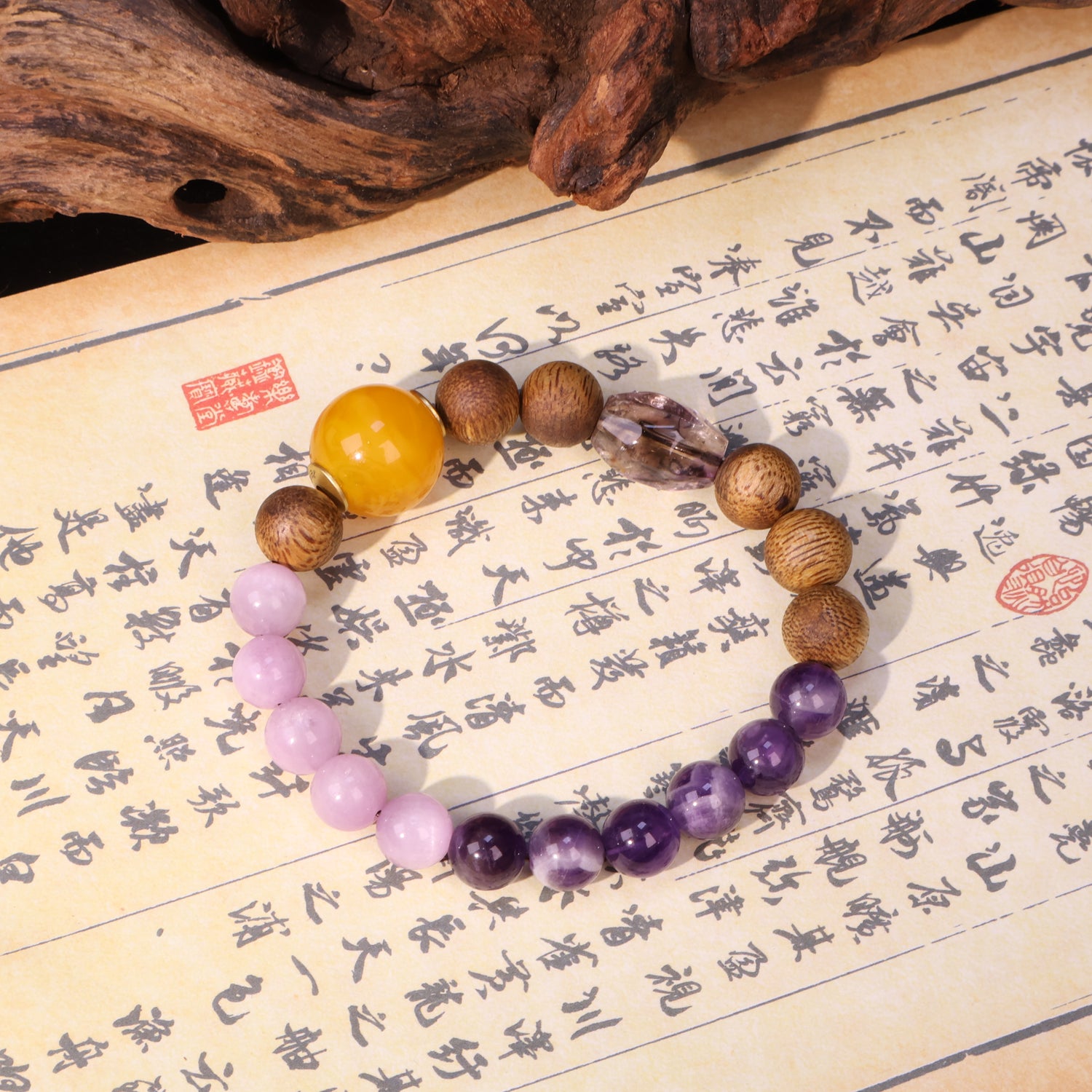 AGARWOOD AMETHYST SECOND GENERATION BEESWAX BRACELET-1