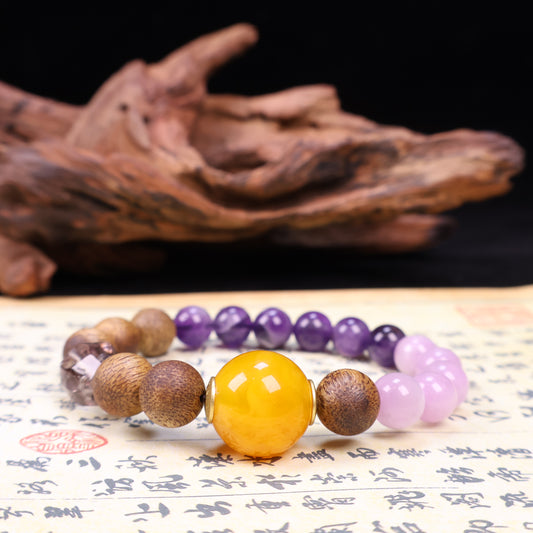 AGARWOOD AMETHYST SECOND GENERATION BEESWAX BRACELET-2