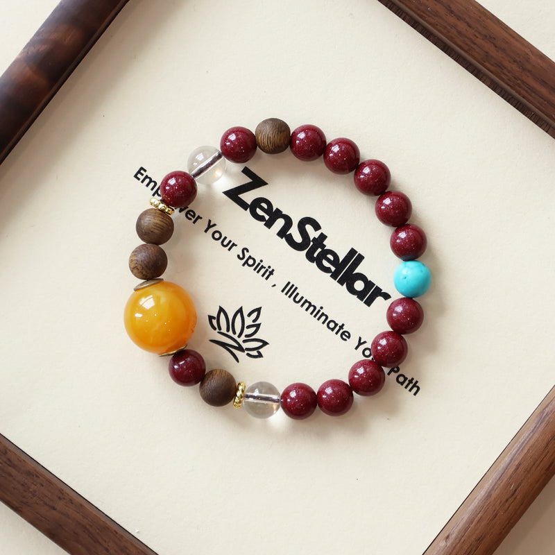 AGARWOOD CINNABAR WHITE CRYSTAL BRACELET-1