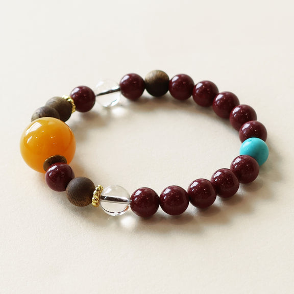 AGARWOOD CINNABAR WHITE CRYSTAL BRACELET-2