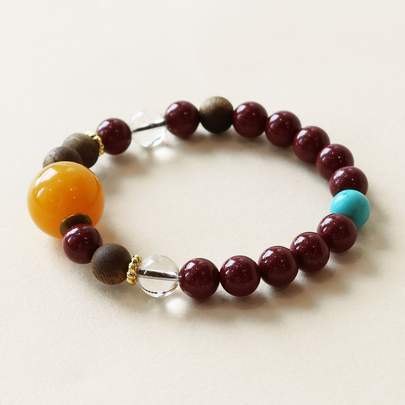 AGARWOOD CINNABAR WHITE CRYSTAL BRACELET-2