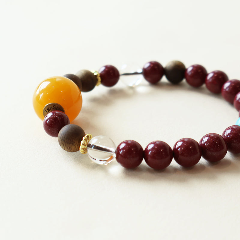 AGARWOOD CINNABAR WHITE CRYSTAL BRACELET-4