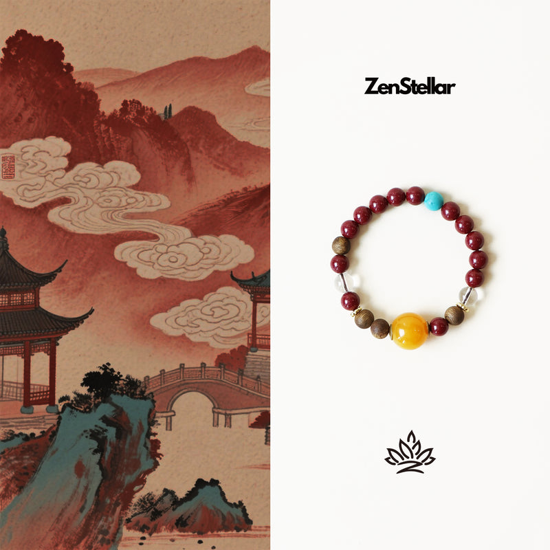 AGARWOOD CINNABAR WHITE CRYSTAL BRACELET-6