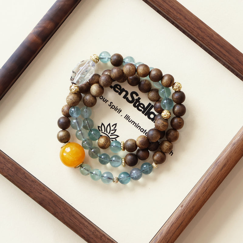 AGARWOOD FLUORITE FREE-FORM CRYSTAL BRACELET-1