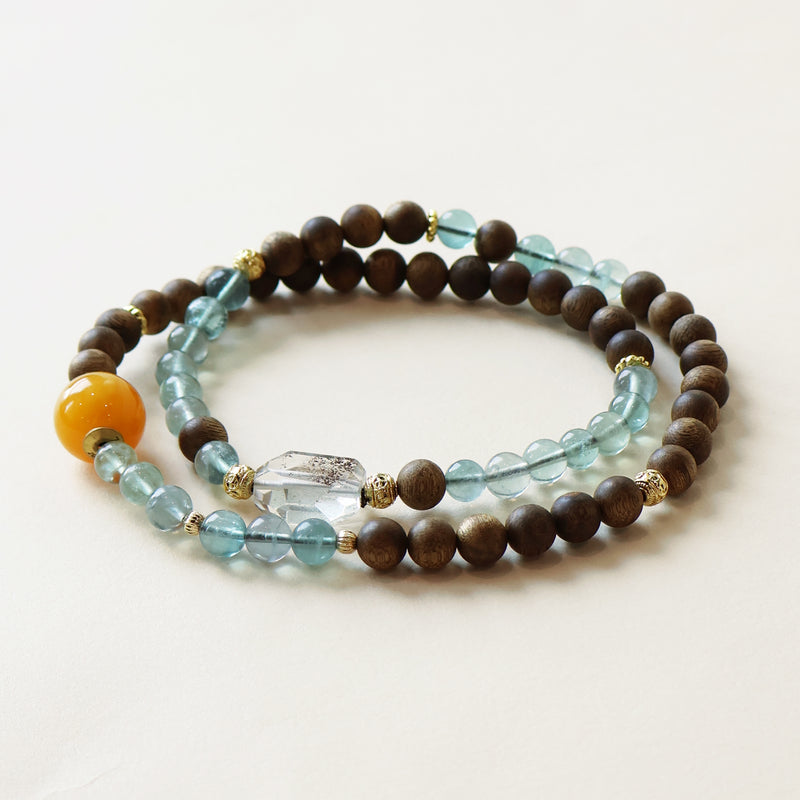 AGARWOOD FLUORITE FREE-FORM CRYSTAL BRACELET-3