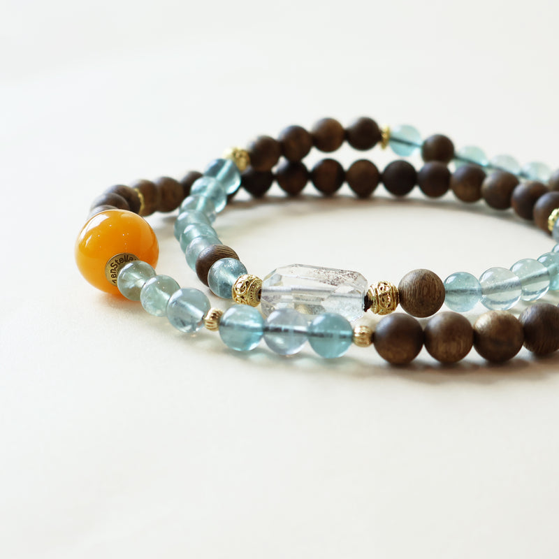 AGARWOOD FLUORITE FREE-FORM CRYSTAL BRACELET-4