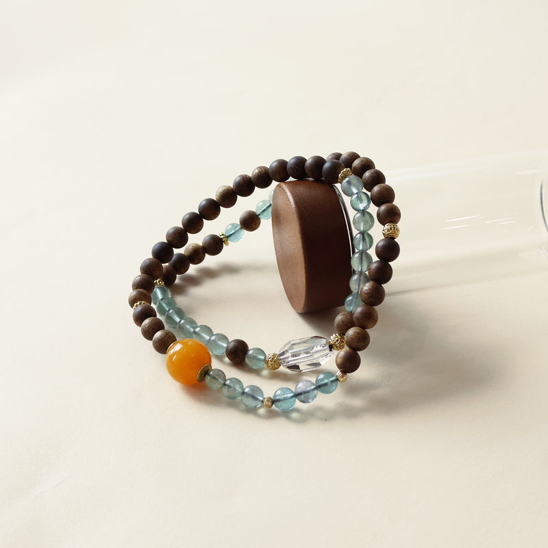 AGARWOOD FLUORITE FREE-FORM CRYSTAL BRACELET-5