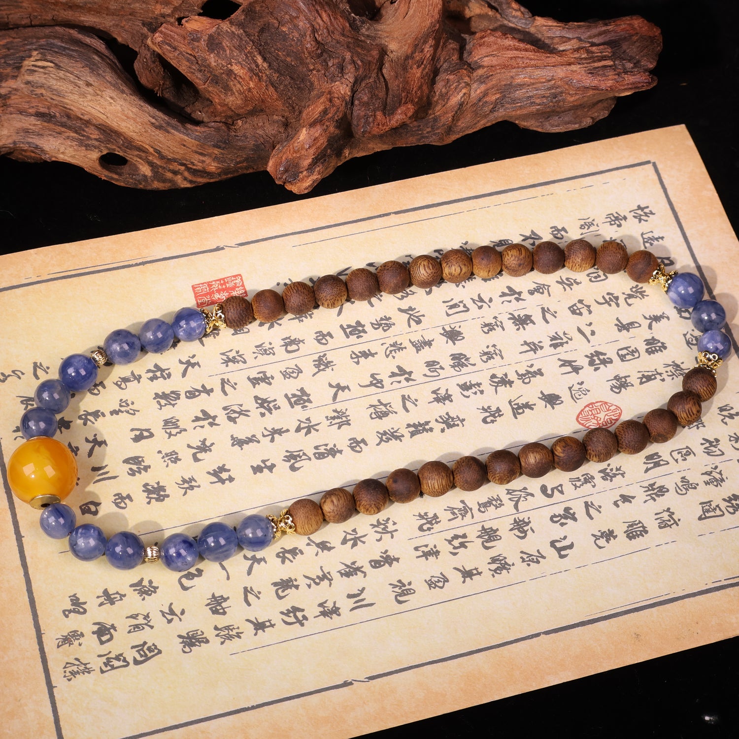 AGARWOOD KYANITE SECOND GENERATION BEESWAX BRACELET-1