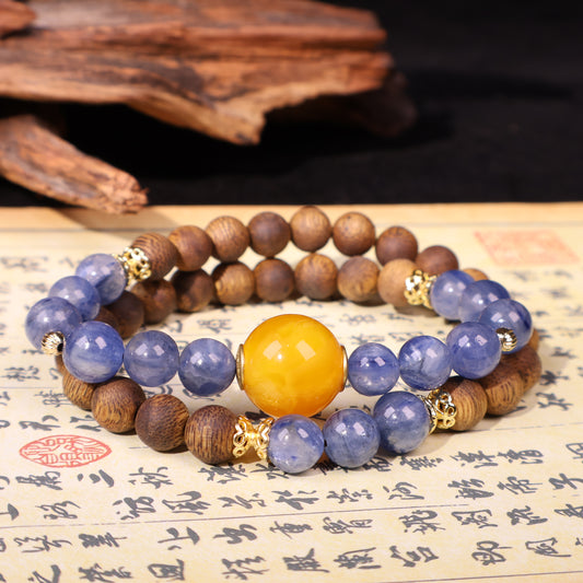 AGARWOOD KYANITE SECOND GENERATION BEESWAX BRACELET-2