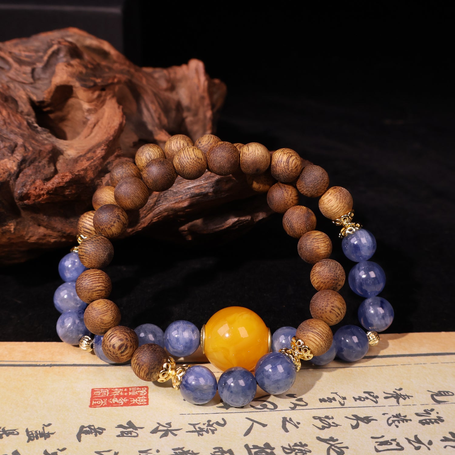 AGARWOOD KYANITE SECOND GENERATION BEESWAX BRACELET-3