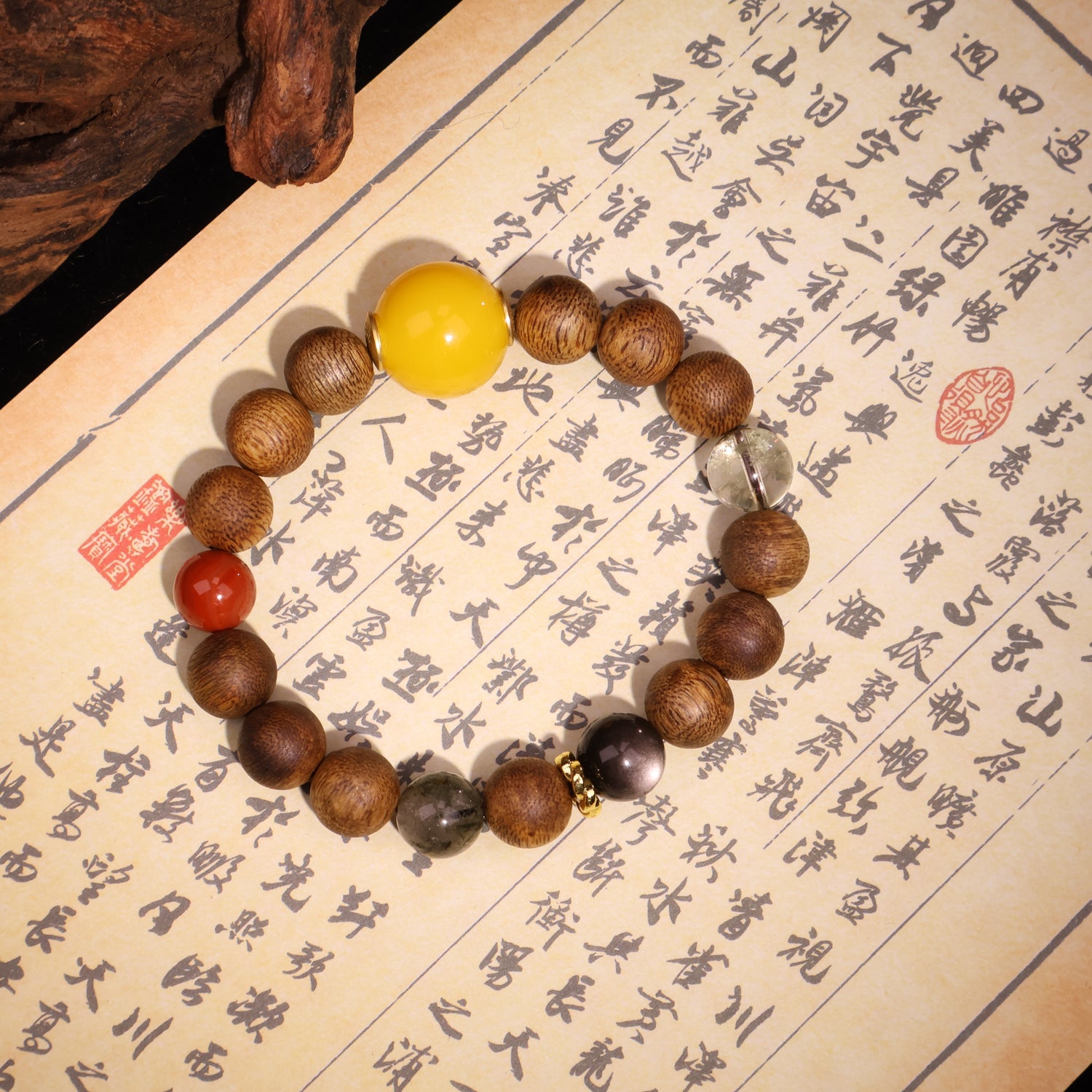 AGARWOOD MULTISTONE SECOND GENERATION BEESWAX BRACELET-1