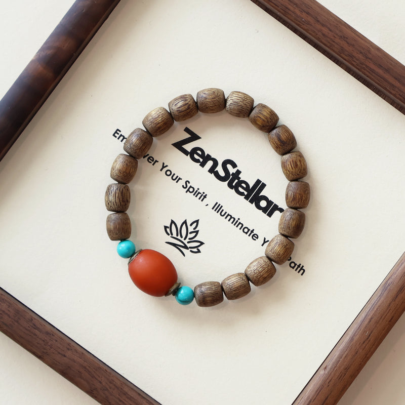 AGARWOOD TURQUOISE BARREL BEADS BRACELET-1