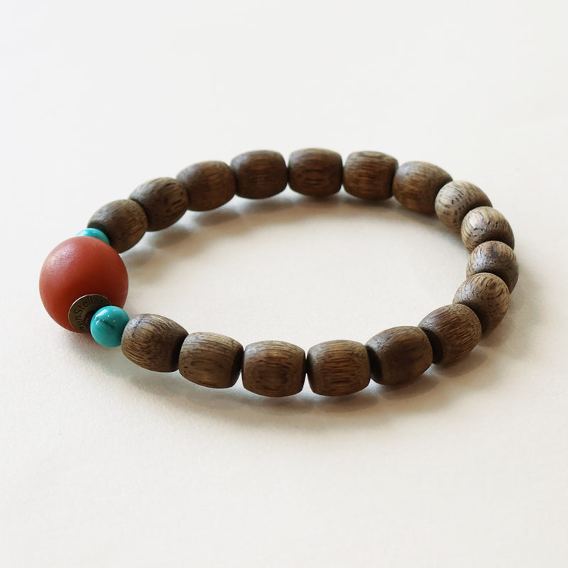 AGARWOOD TURQUOISE BARREL BEADS BRACELET-3