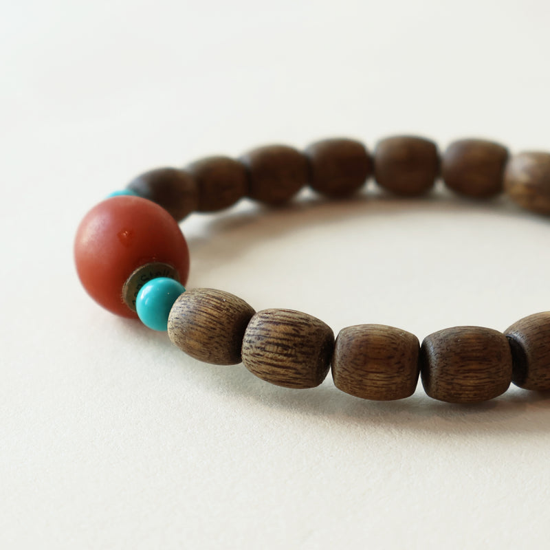 AGARWOOD TURQUOISE BARREL BEADS BRACELET-4