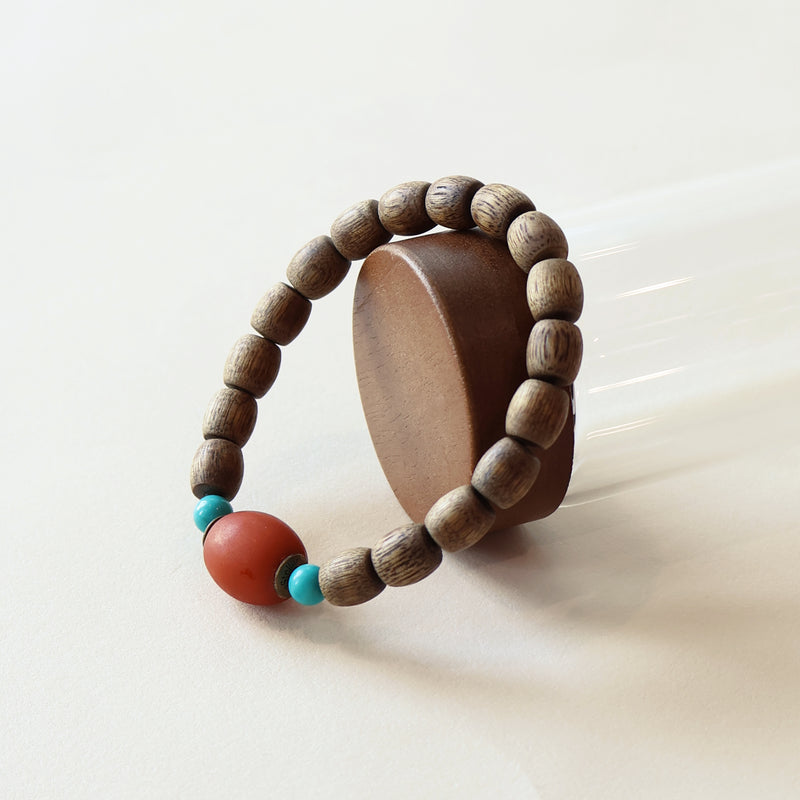 AGARWOOD TURQUOISE BARREL BEADS BRACELET-5